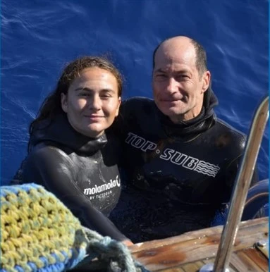 Gaspare Battaglia e Federica Battaglia apneisti e istruttori del progetto Apneista Felice
